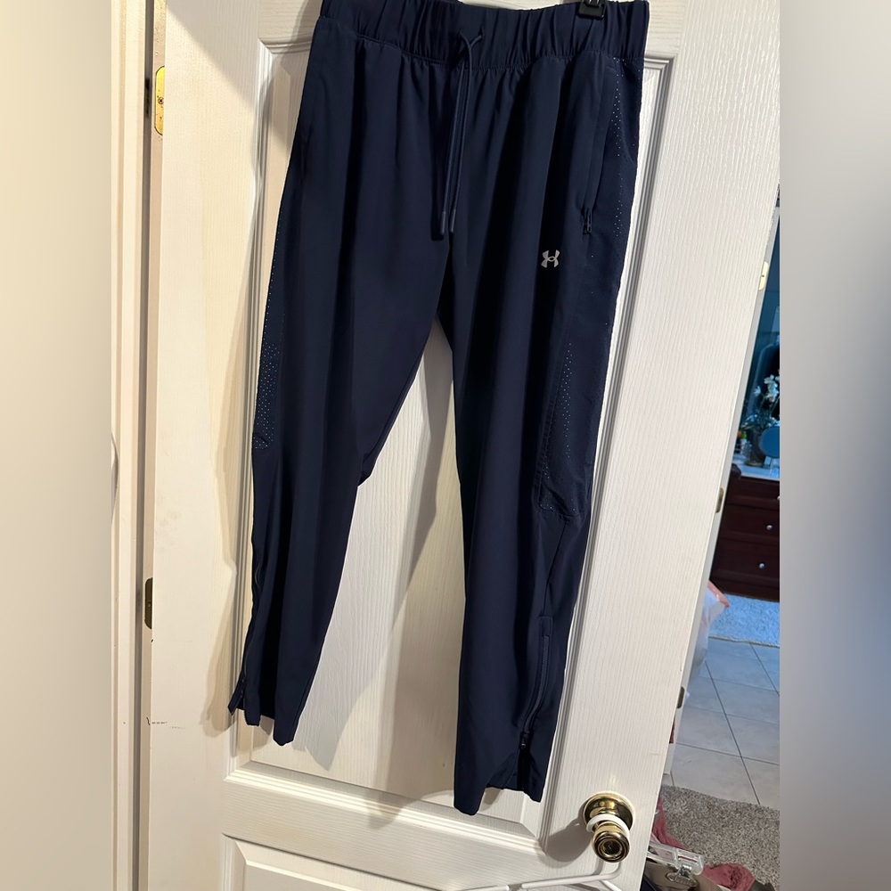 UA Navy Nylon Joggers w ankle zipper